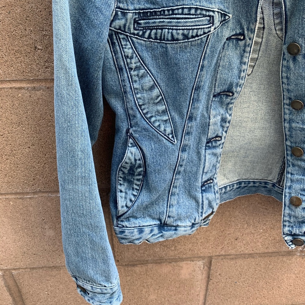 MNG Jeans Patchwork Jacket Size Small - Picture 10 of 16